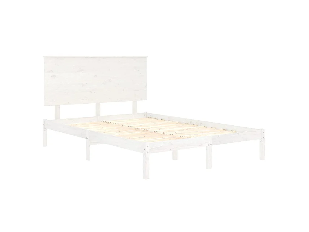 Estructura de cama doble pequeña madera maciza blanca 120x190cm