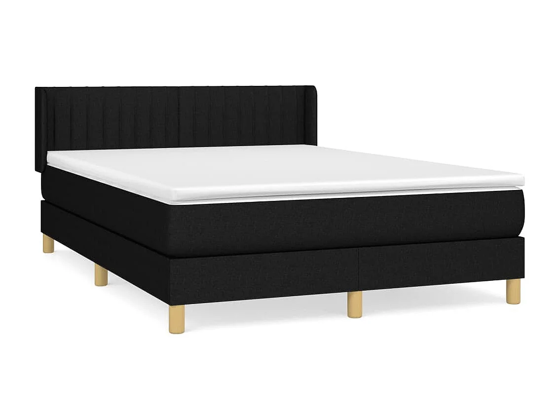 Giroletto a Molle con Materasso Nero 140x190 cm in Tessuto