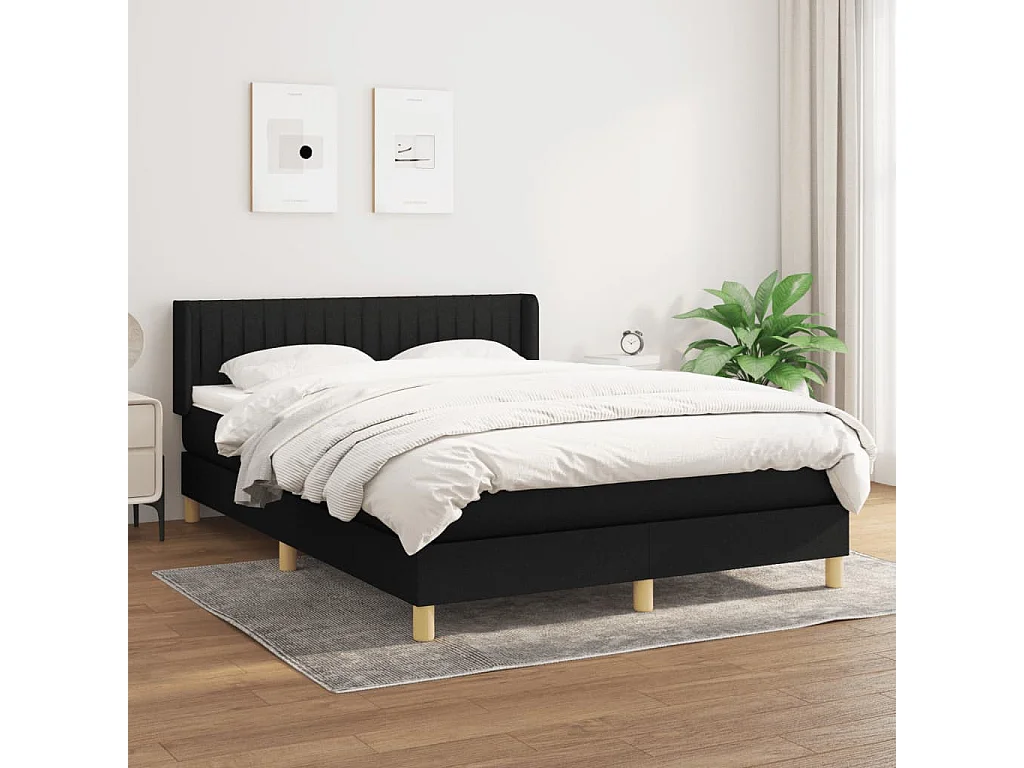 Giroletto a Molle con Materasso Nero 140x190 cm in Tessuto