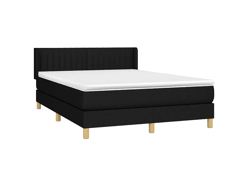 Giroletto a Molle con Materasso Nero 140x190 cm in Tessuto