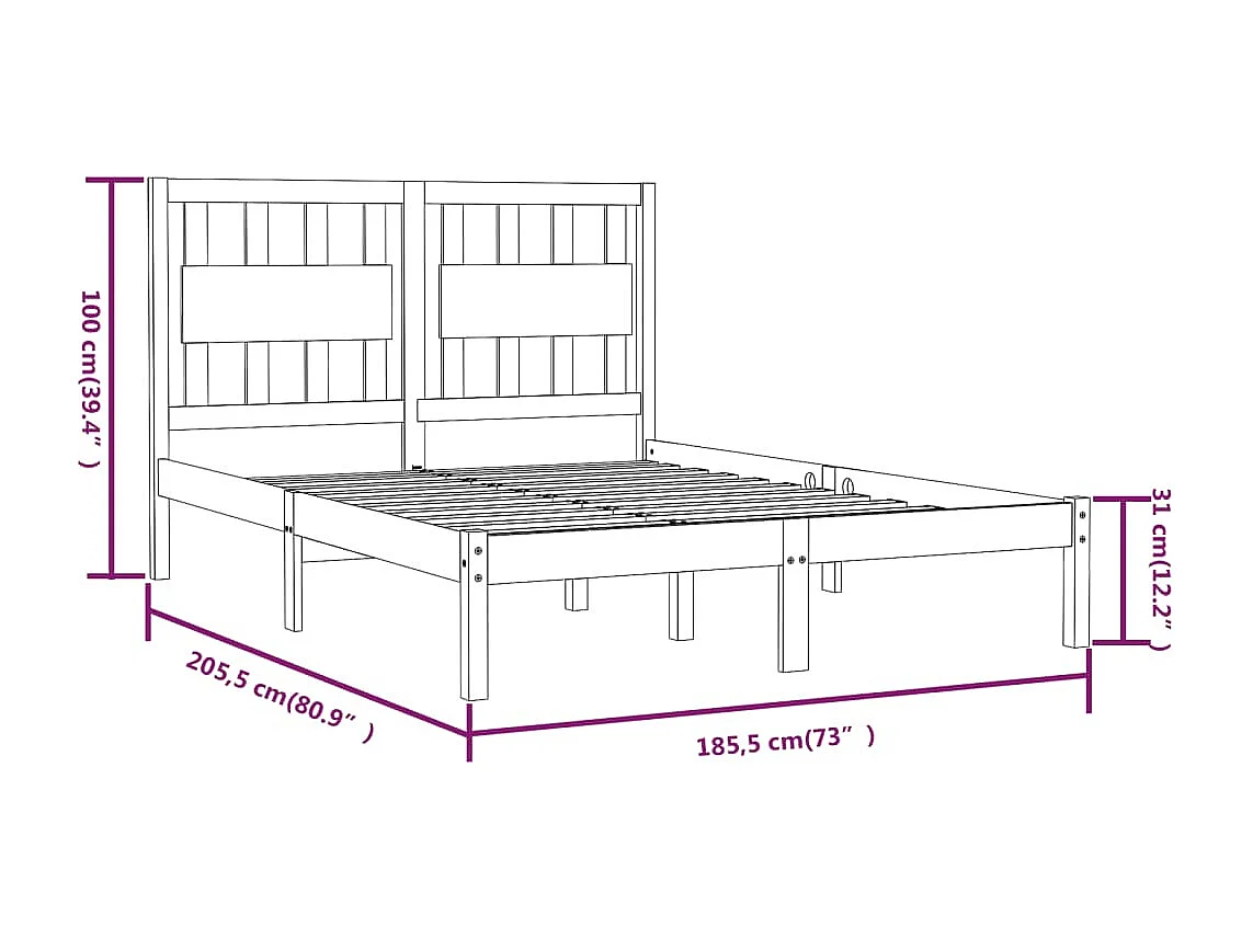 Cadre de lit sans matelas bois massif