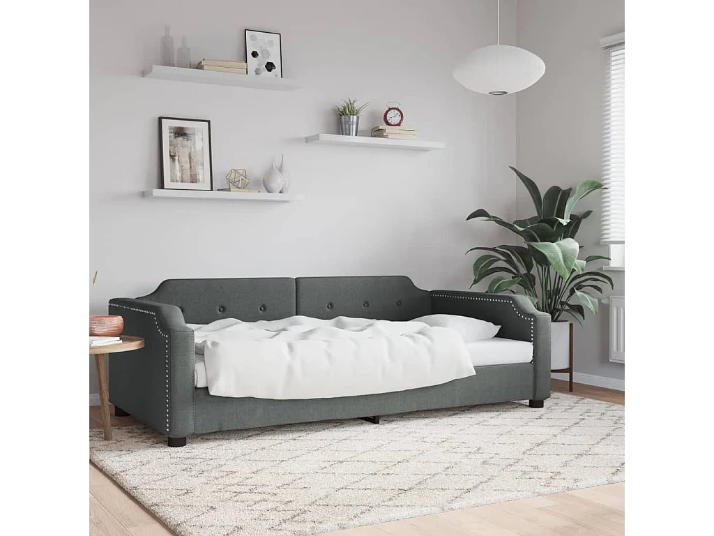 Lit de repos sans matelas gris foncé 90x200 cm tissu