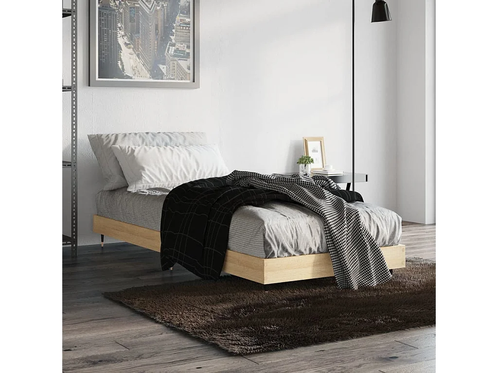 Cadre de lit sans matelas chêne sonoma 75x190 cm