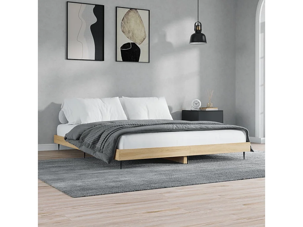 Cadre de lit sans matelas chêne sonoma 140x200 cm