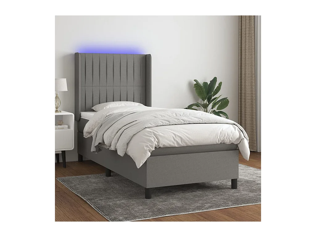 Sommier à lattes de lit matelas LED Gris foncé 80x200cm Tissu