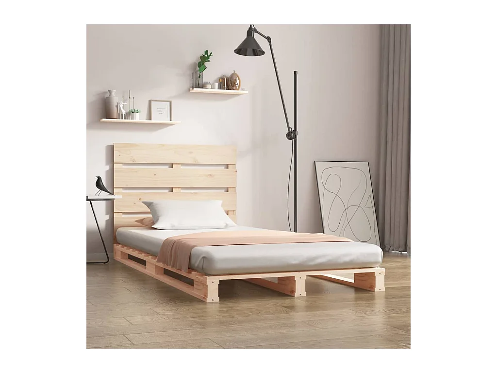 Estructura de cama individual madera maciza de pino 90x190 cm