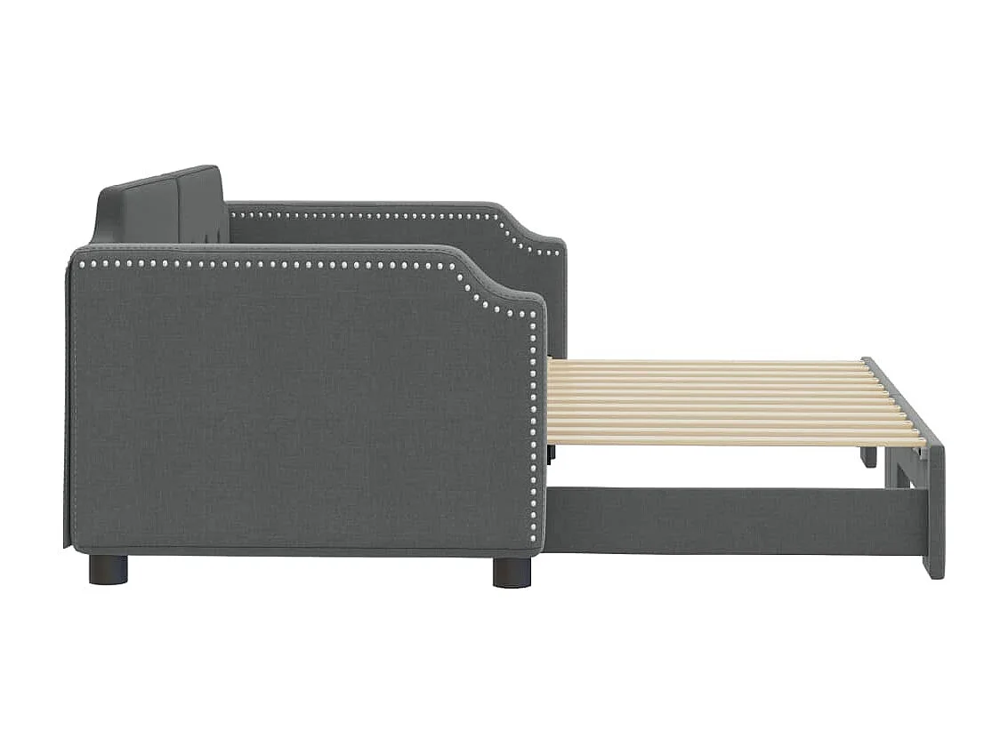 Slaapbank met onderschuifbed 90x200 cm stof donkergrijs