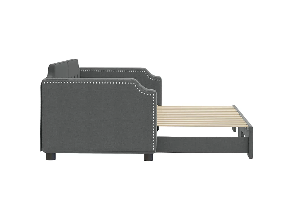 Slaapbank met onderschuifbed 90x200 cm stof donkergrijs