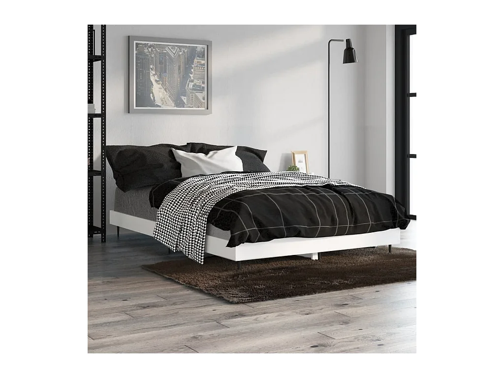 Cadre de lit sans matelas blanc 120x190 cm bois d'ingénierie