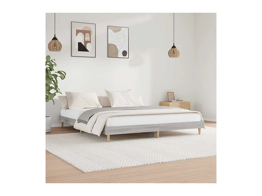 Cadre de lit sans matelas sonoma gris 120x200cm bois ingénierie