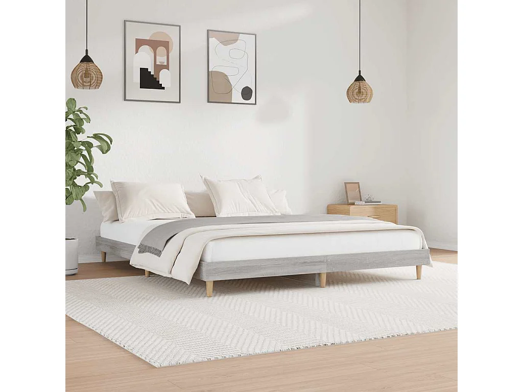 Cadre de lit sans matelas sonoma gris 120x200cm bois ingénierie