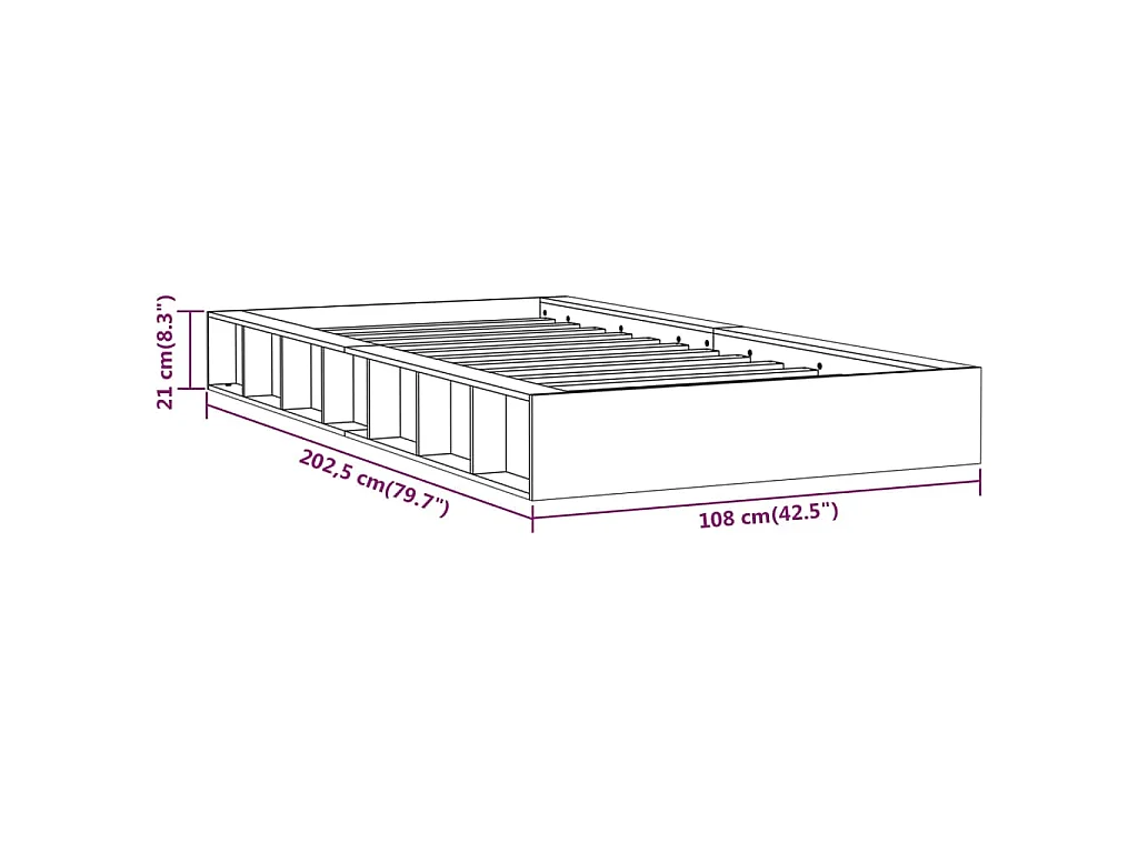 Cadre de lit sans matelas 90x200 cm bois massif