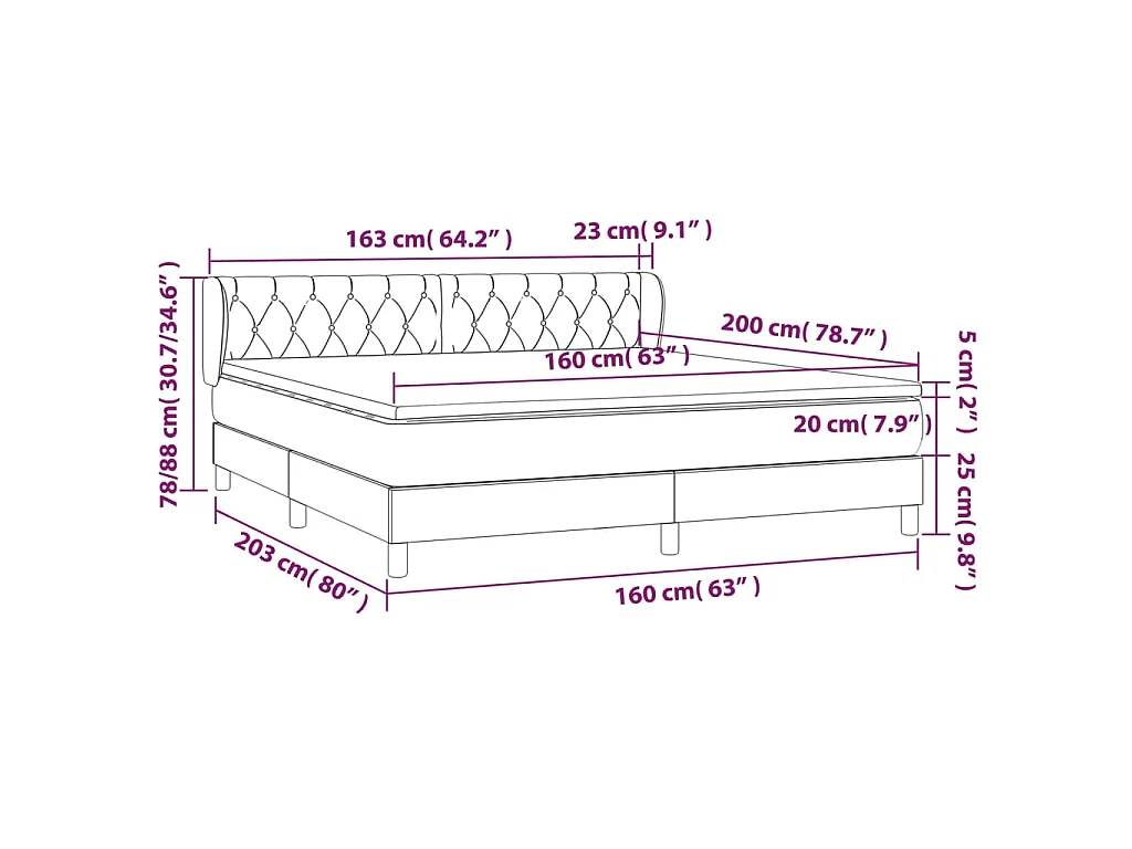 Boxspring met matras stof zwart 160x200 cm