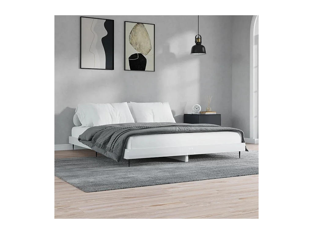 Cadre de lit sans matelas blanc brillant 160x200 cm