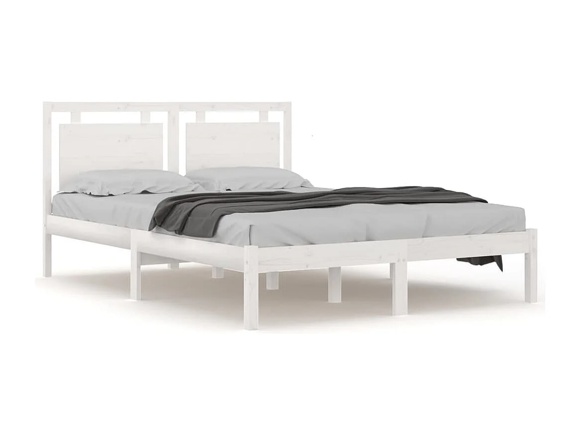 Cadre de lit sans matelas blanc 120x190 cm bois massif