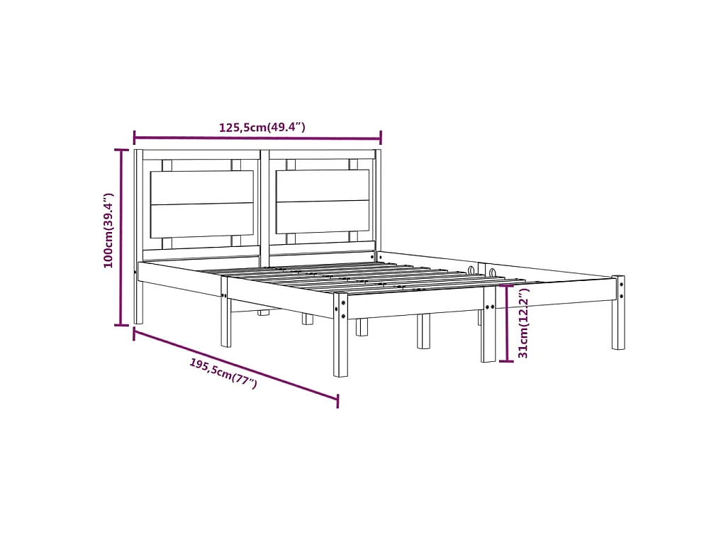 Giroletto Bianco in Legno Massello 120x190 cm Small Double