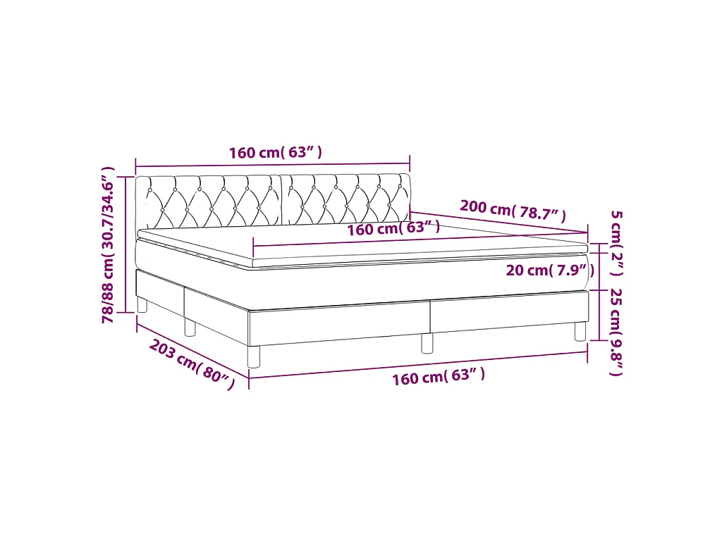 Boxspring met matras stof zwart 160x200 cm
