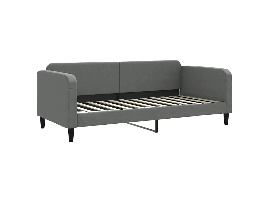 Lit de jour avec gigogne et tiroirs gris foncé 90x200 cm tissu