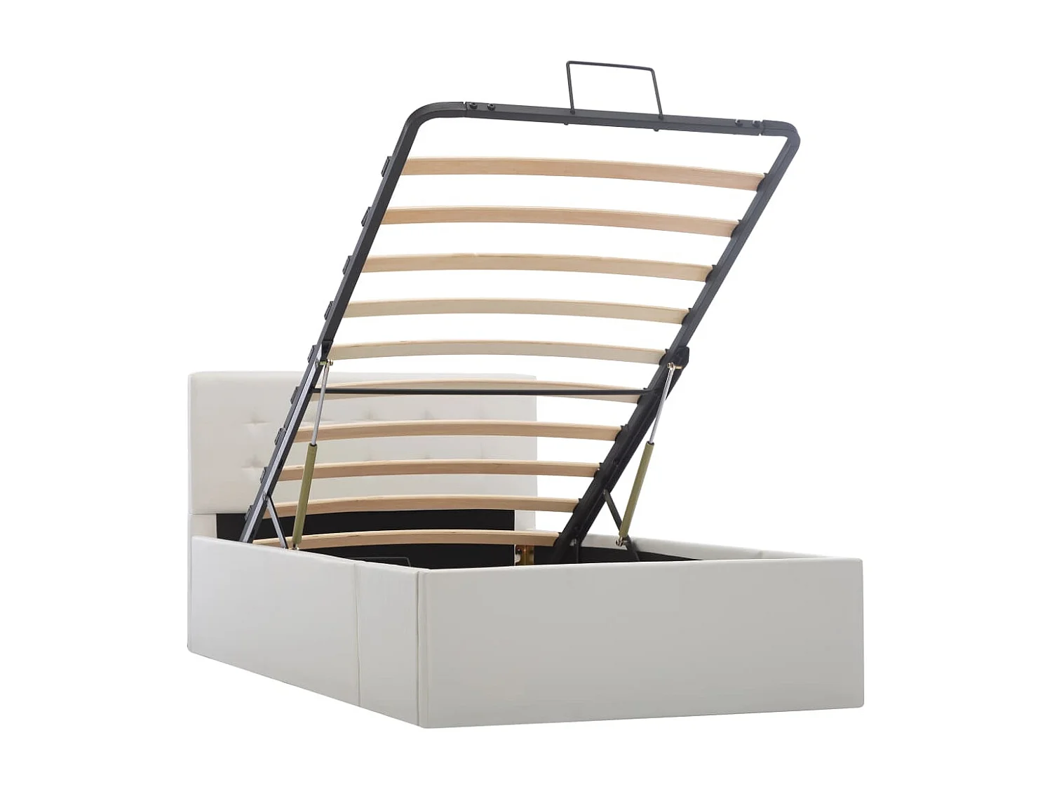 Cadre de lit à rangement hydraulique Blanc Similicuir 90x200 cm
