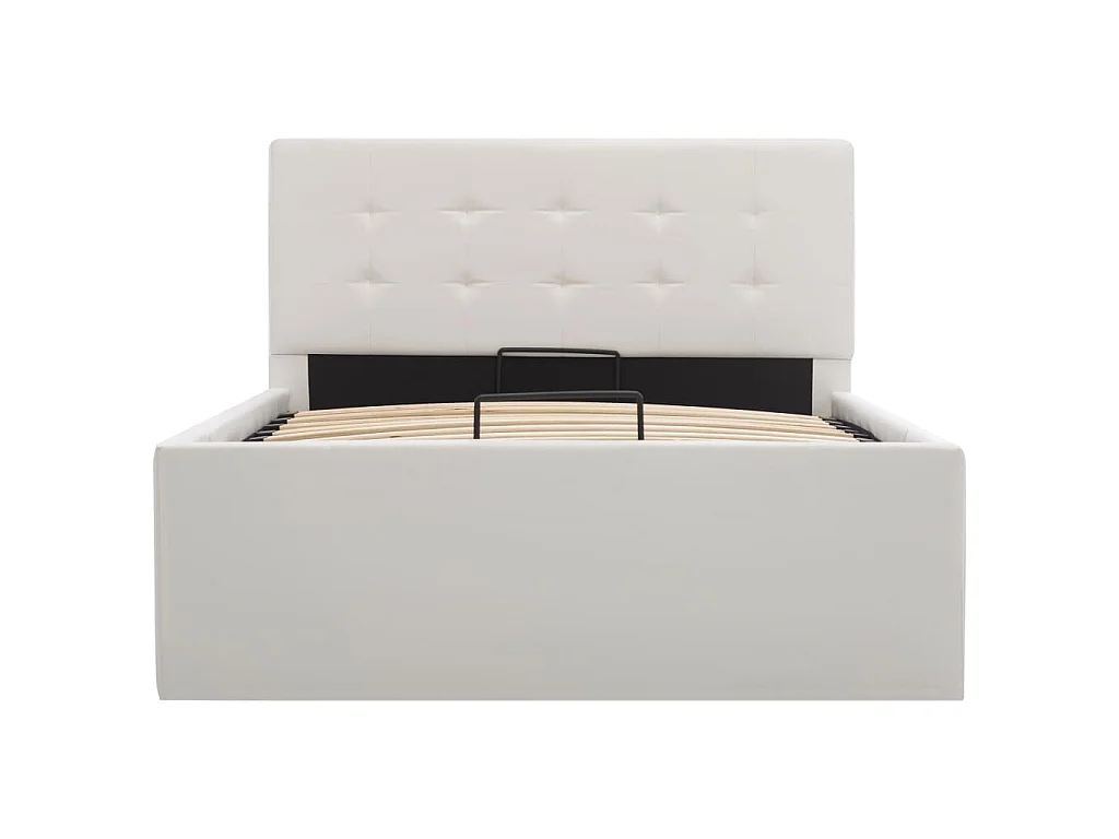 Cama hidráulica c/ arrumação 90x200cm couro artificial branco