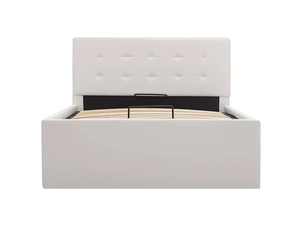 Cama hidráulica c/ arrumação 90x200cm couro artificial branco