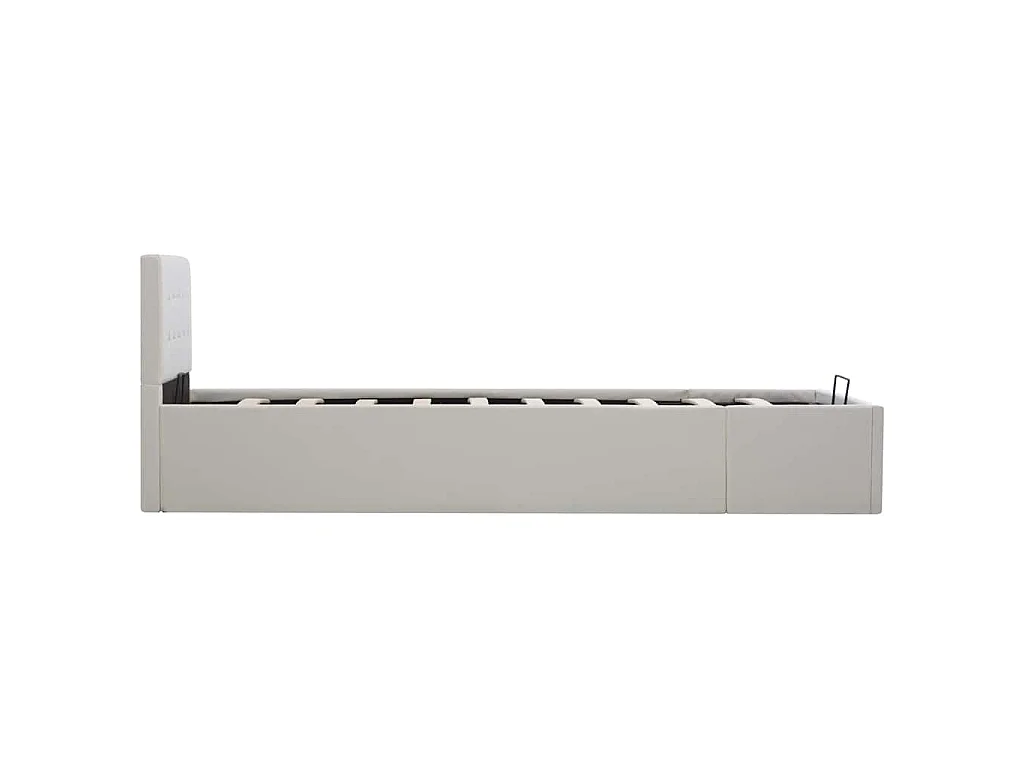 Cama hidráulica c/ arrumação 90x200cm couro artificial branco