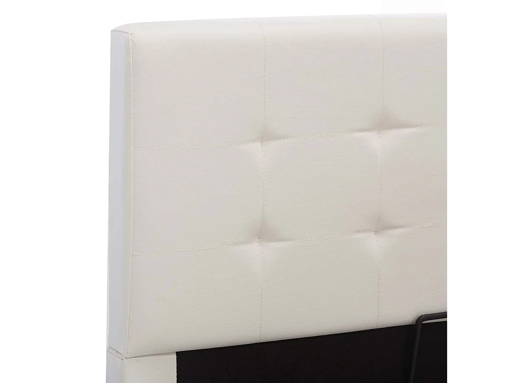 Cama hidráulica c/ arrumação 90x200cm couro artificial branco