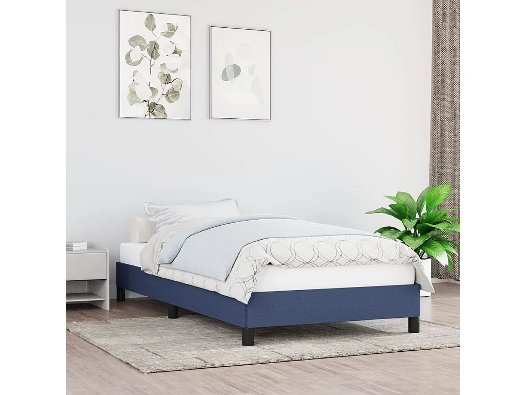Bedframe zonder matras 90x190 cm stof blauw