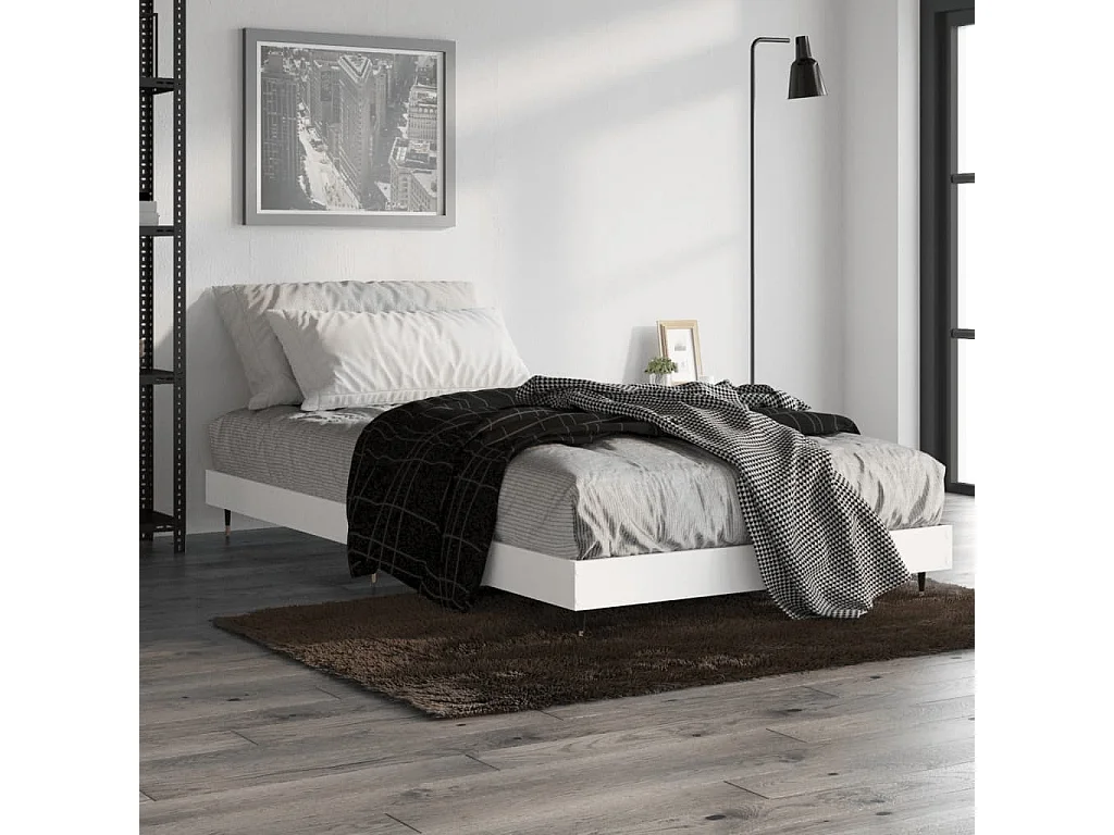 Cadre de lit sans matelas blanc 90x200 cm bois d'ingénierie