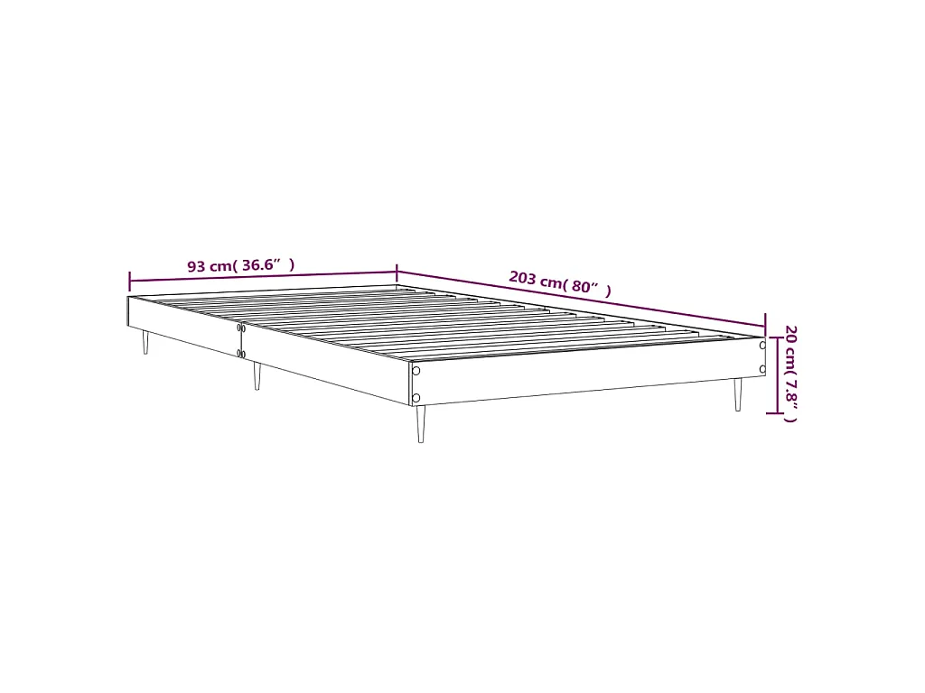 Cadre de lit sans matelas blanc 90x200 cm bois d'ingénierie