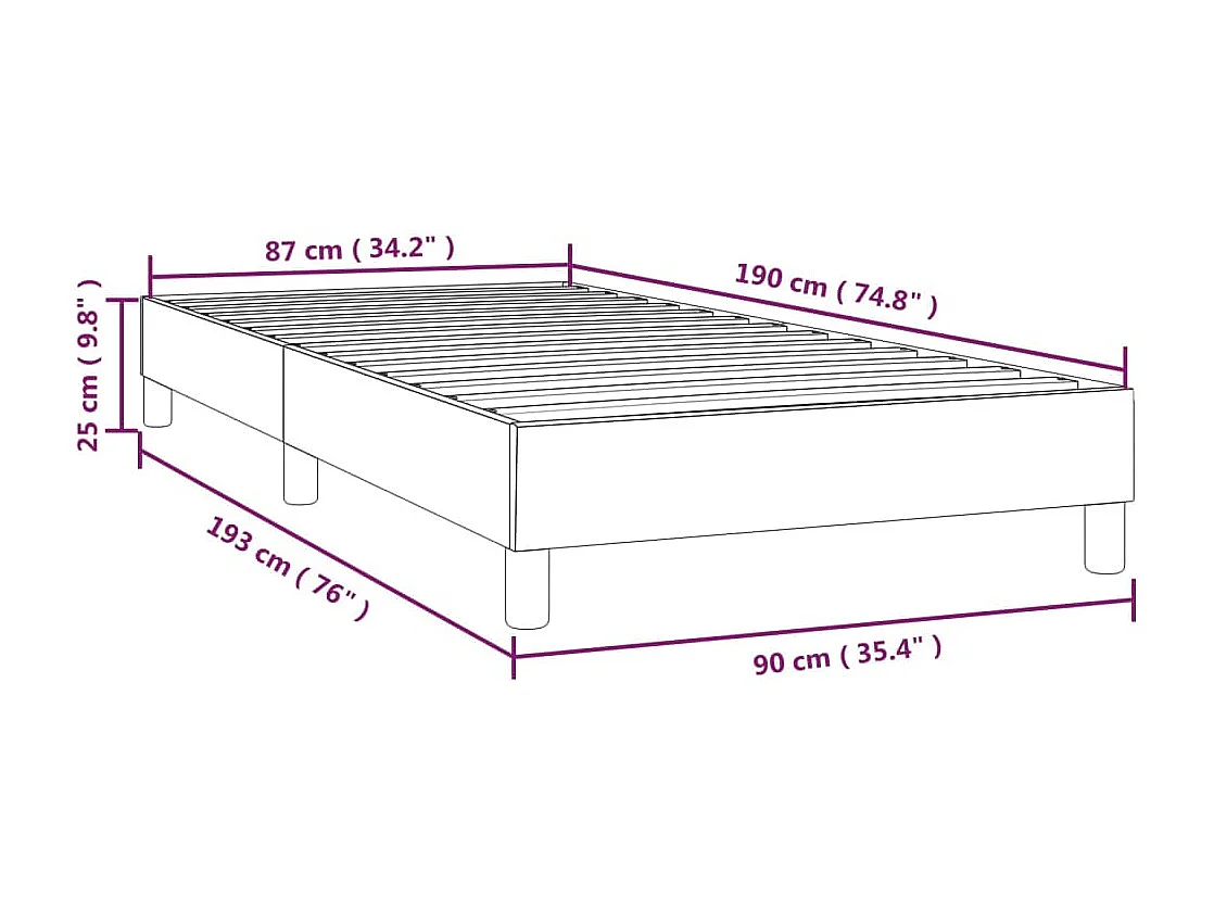Bedframe zonder matras 90x190 cm stof blauw