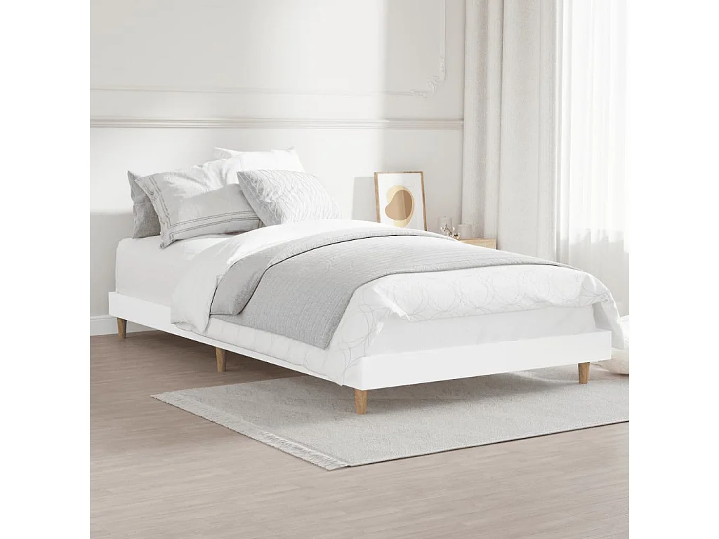 Estrutura de cama 90x200 cm derivados de madeira branco