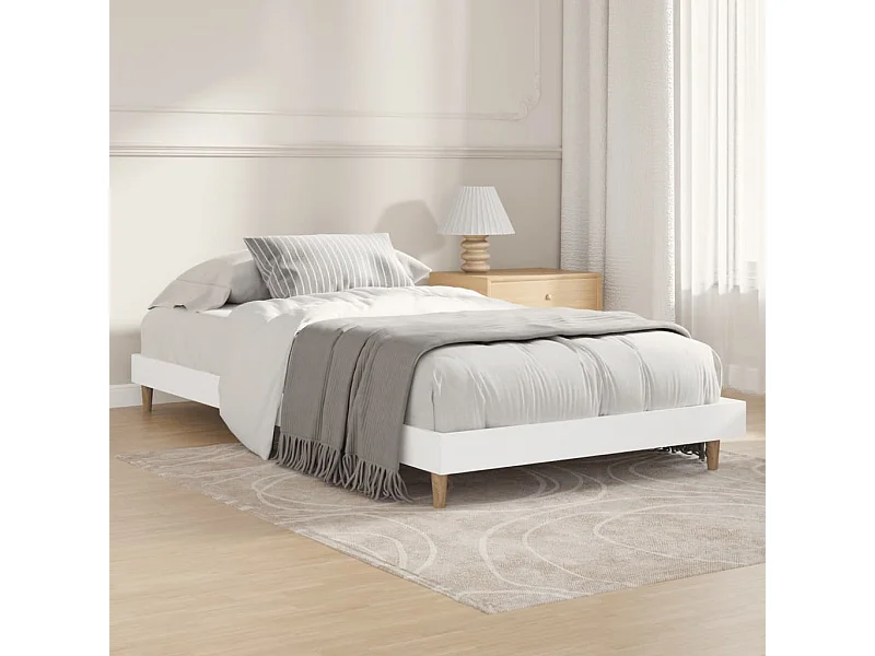 Cadre de lit sans matelas blanc 90x200 cm bois d'ingénierie