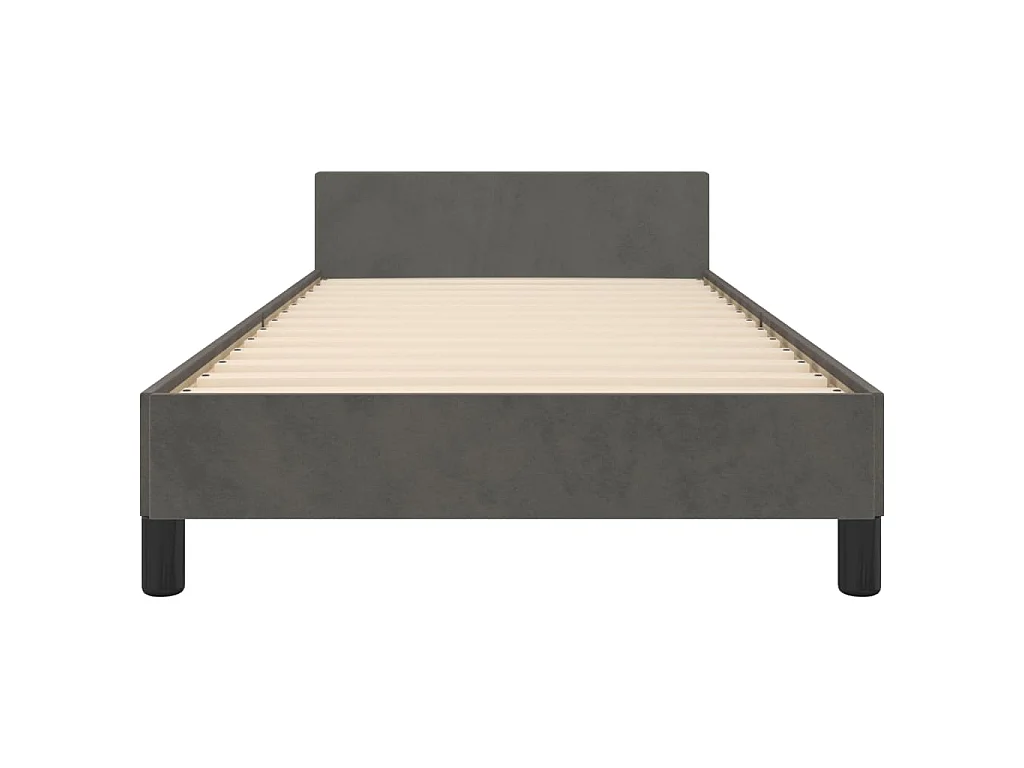 Cadre de lit sans matelas gris foncé 90x190 cm velours