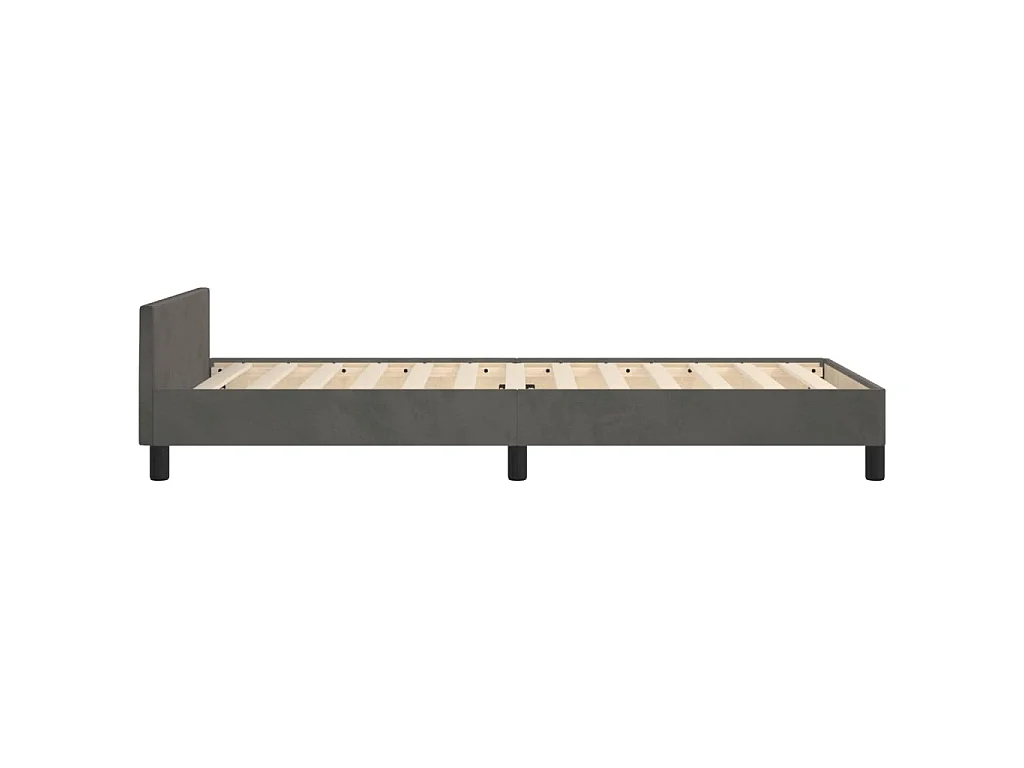 Cadre de lit sans matelas gris foncé 90x190 cm velours