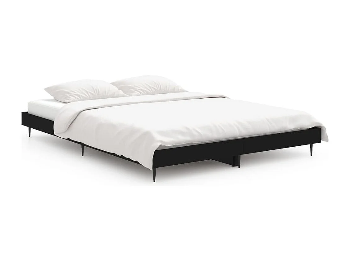 Bedframe LED massief hout zwart 140x190 cm