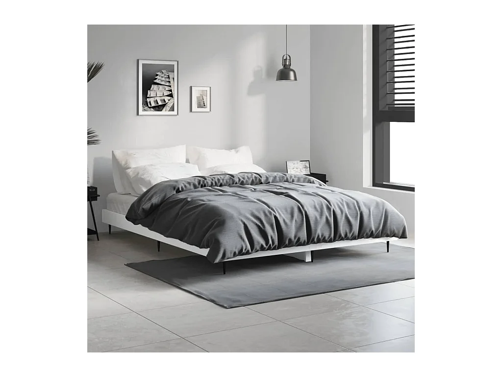 Cadre de lit sans matelas blanc 140x190 cm bois d'ingénierie