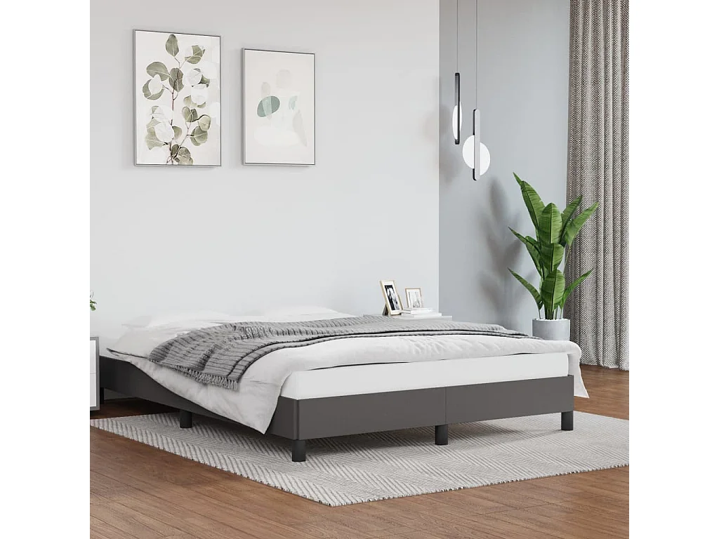 Cadre de lit sans matelas gris 140x190 cm similicuir