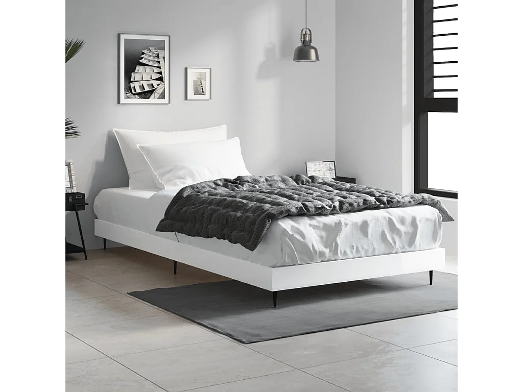 Cadre de lit sans matelas blanc brillant 90x200 cm