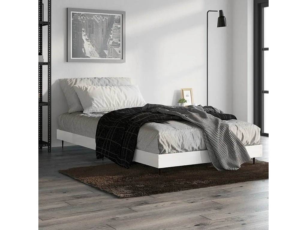 Cadre de lit sans matelas blanc brillant 90x200 cm