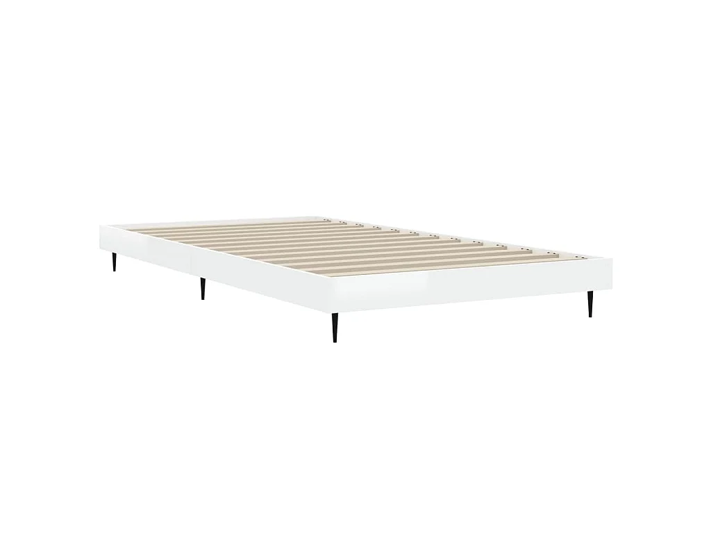 Cadre de lit sans matelas blanc brillant 90x200 cm