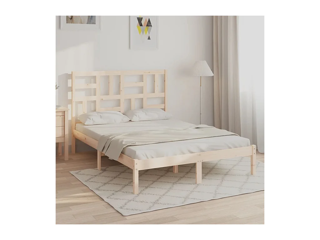 Estructura de cama madera maciza 150x200 cm