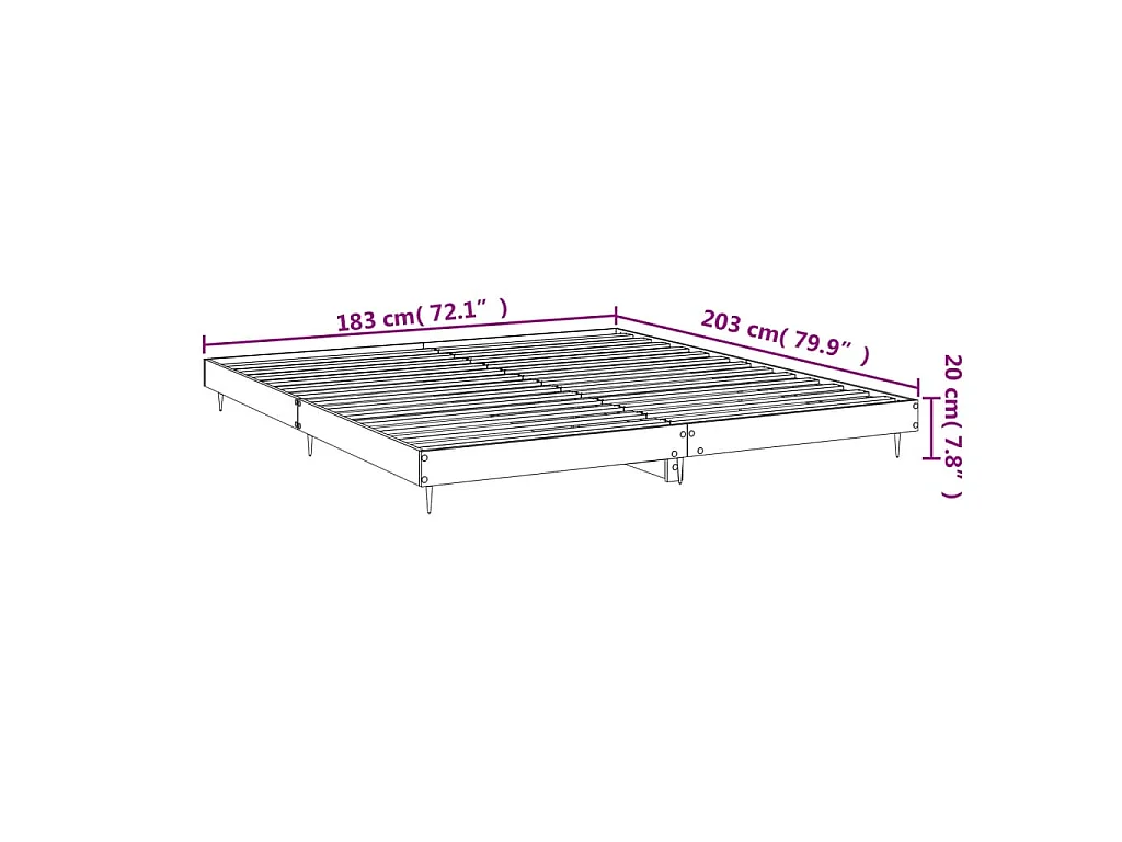 Cadre de lit sans matelas sonoma gris 180x200 cm