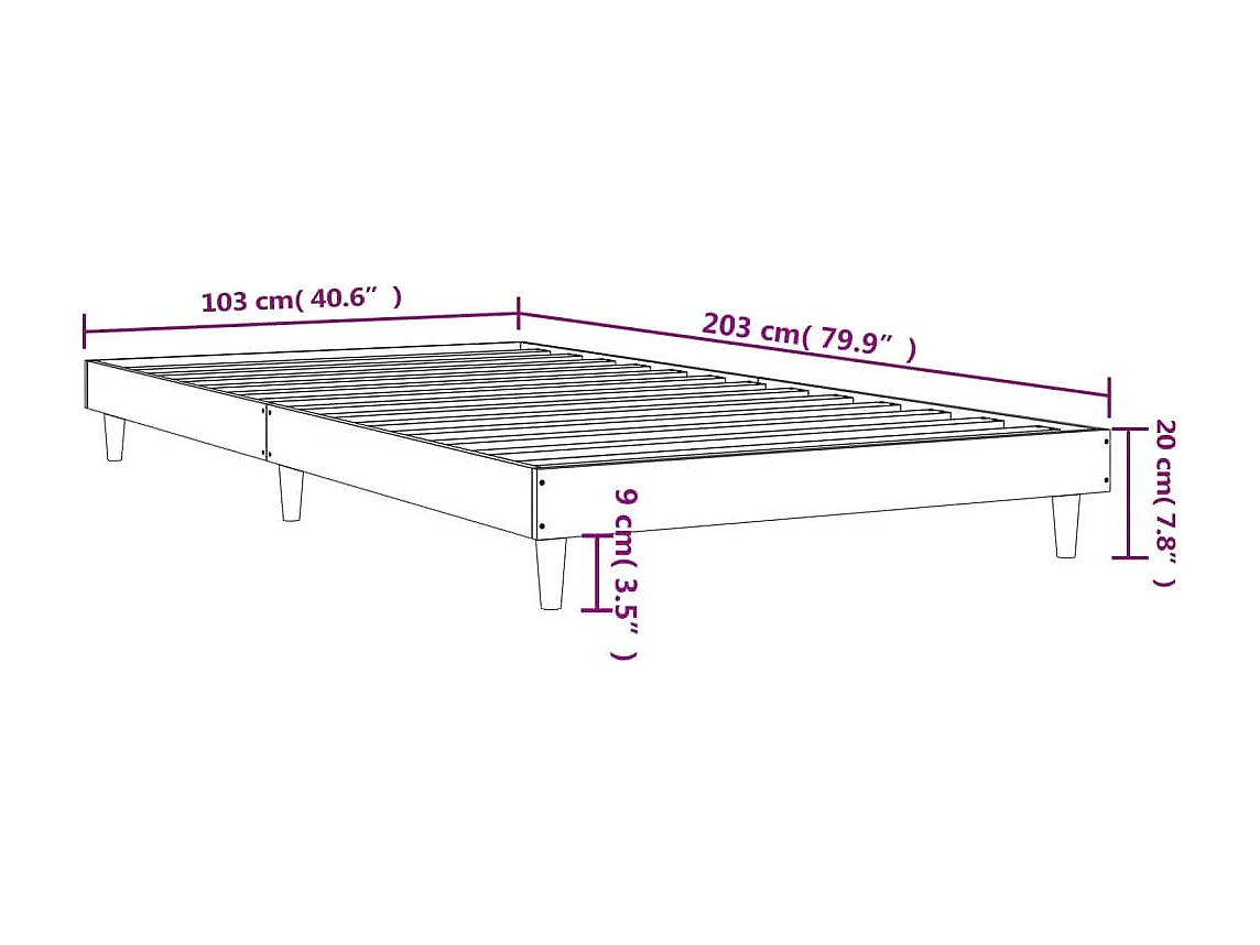 Cadre de lit sans matelas chêne fumé 100x200 cm bois ingénierie