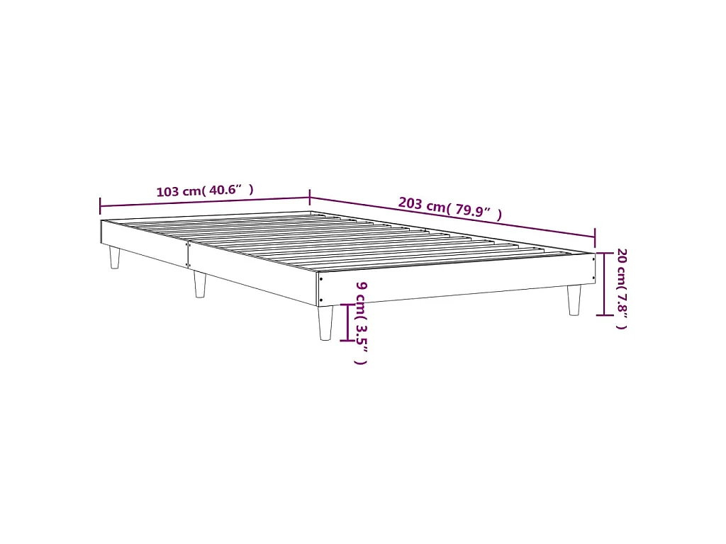 Cadre de lit sans matelas chêne fumé 100x200 cm bois ingénierie