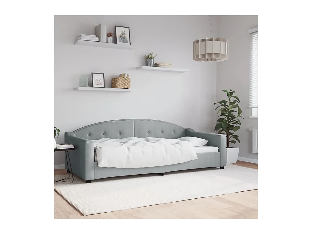 Lit de repos sans matelas gris clair 90x200 cm tissu