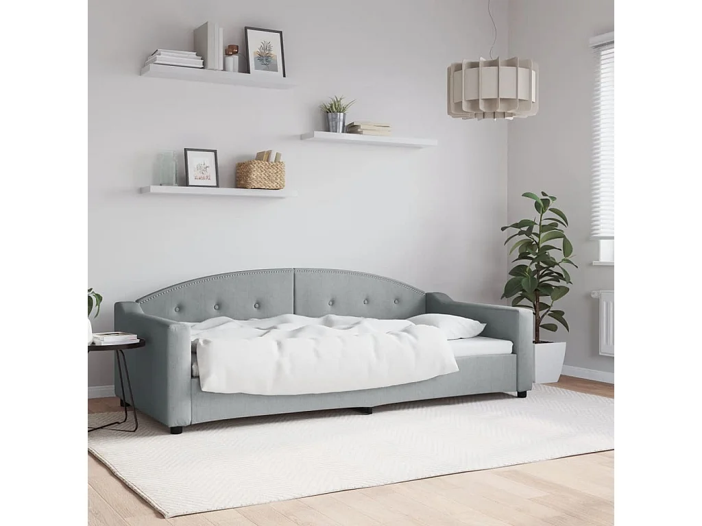 Tagesbett Hellgrau 90x200 cm Stoff