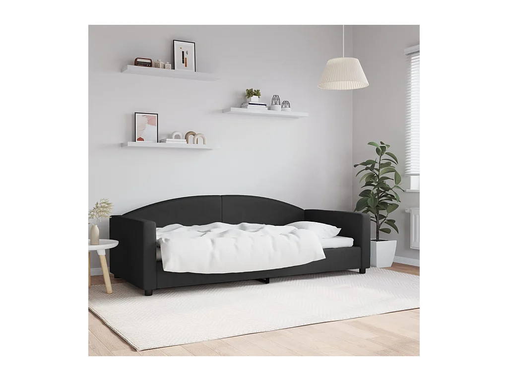 Lit de repos sans matelas noir 90x200 cm tissu
