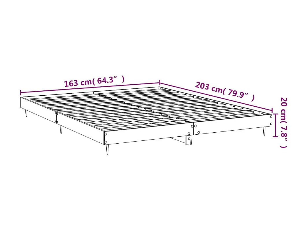 Bedframe bewerkt hout hoogglans wit 160x200 cm