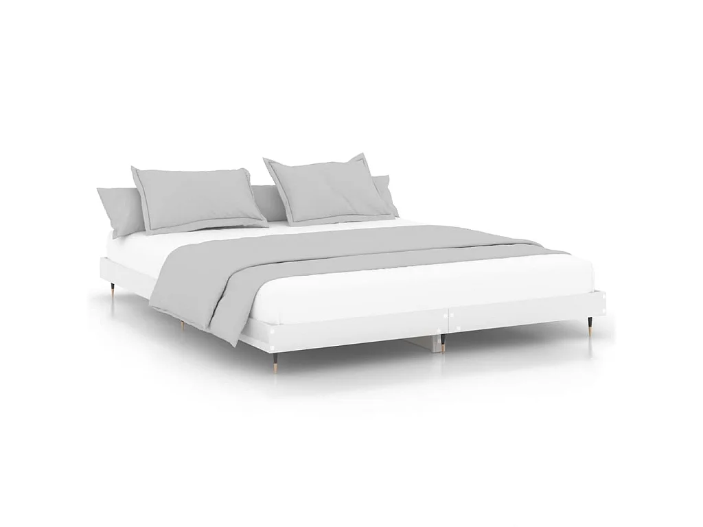 Cadre de lit sans matelas blanc brillant 160x200 cm